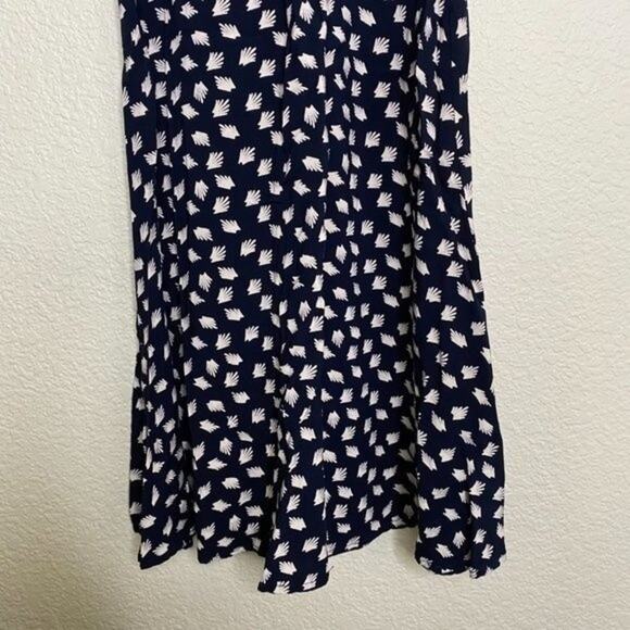 THML Navy Blue Feather Print Off the Shoulder Dress Small - Picture 3 of 9